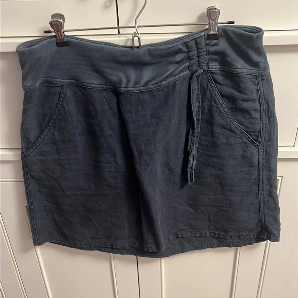 Athleta Blue Tie Front Ruched Mini Skirt